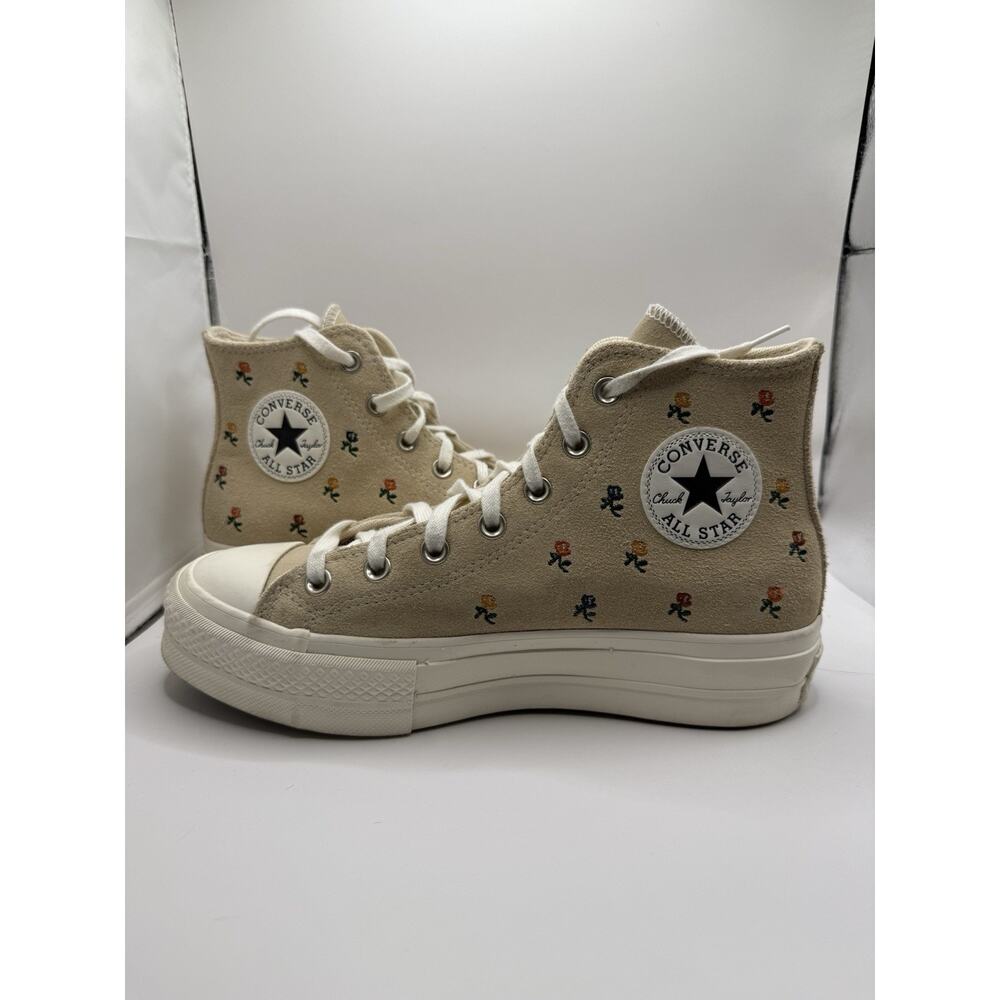 Converse All Star Lift‎ Platform High Embroidered Roses Size 8.5 Shoes Hi Top